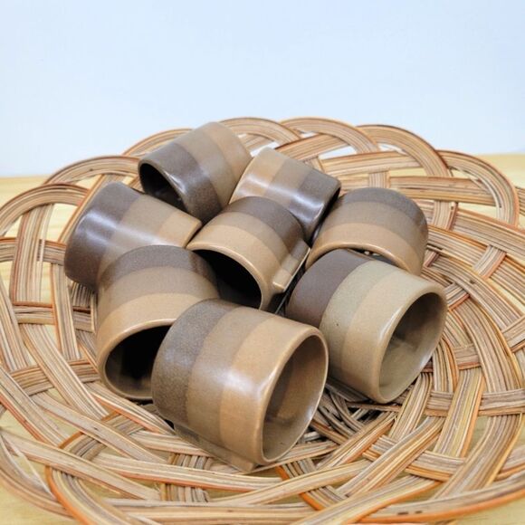 Vintage Buckskin by Mikasa Stoneware Napkin Ring Holders Set - Made in Japan - Picture 1 of 15